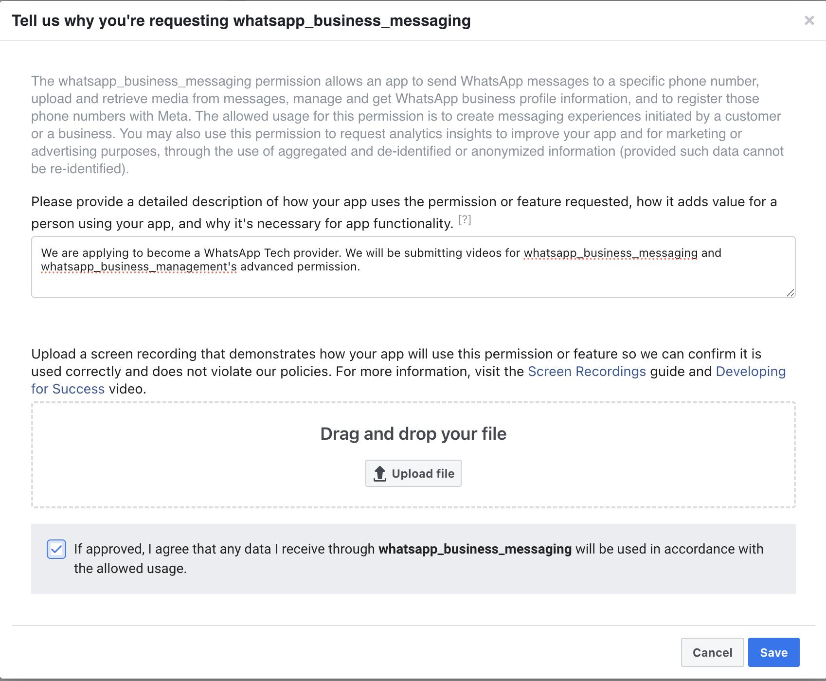App Review submission dialog