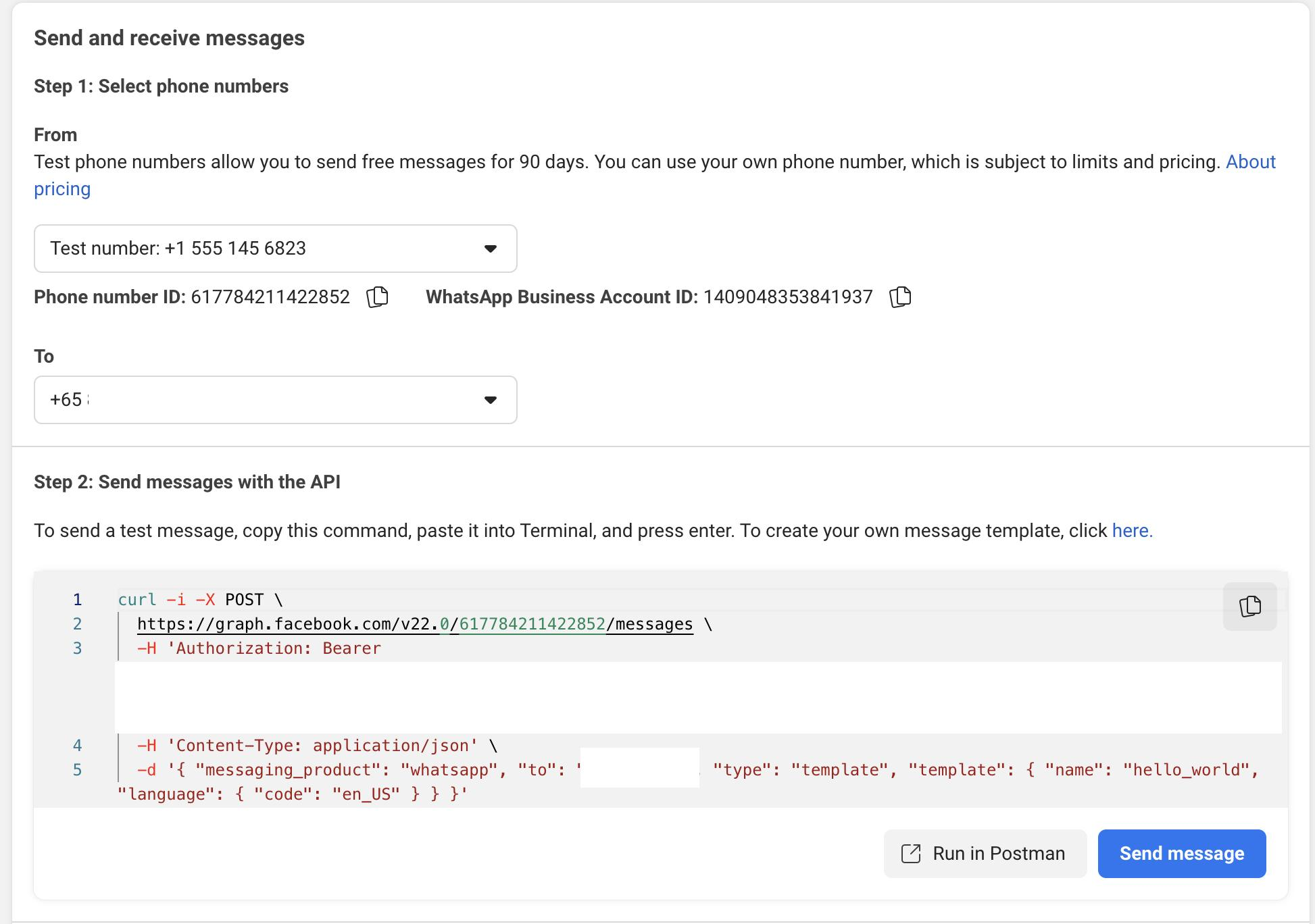 Send and receive messages — test number